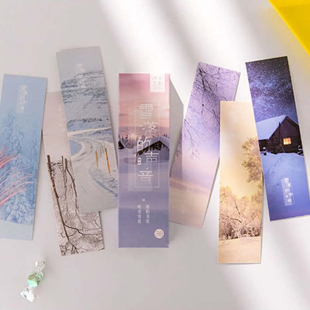 30 шт креативная зимняя снежная бумага Bookmarks для книг школьные принадлежности