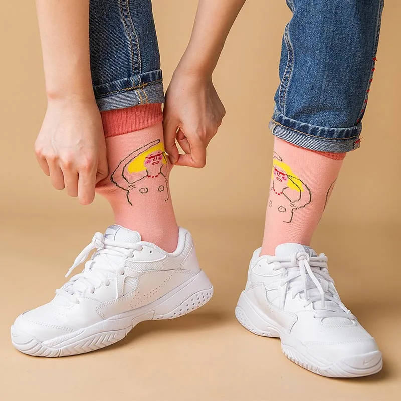 [EIOISAPRA] уличные носки в стиле хип-хоп с роботом креативные забавные жаккардовые