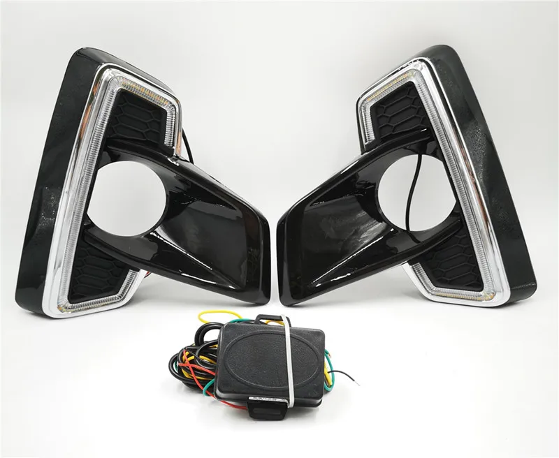 Smooth surface 1 комплект для Toyota Hilux Revo Rocco DRL светодиодный дневные ходовые огни Diglight ABS противотуманная фара с желтым сигналом поворота - Цвет: Smooth surface