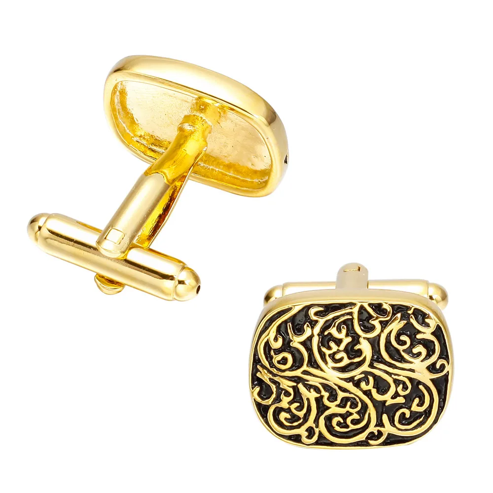Запонки MeMolissa мужские с французской эмалью винтажные золотистые манжеты для