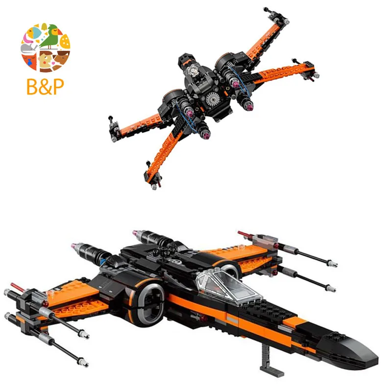 Legoing 75102 742 шт. звезды план войн первый заказ Poe X истребитель Набор Модель