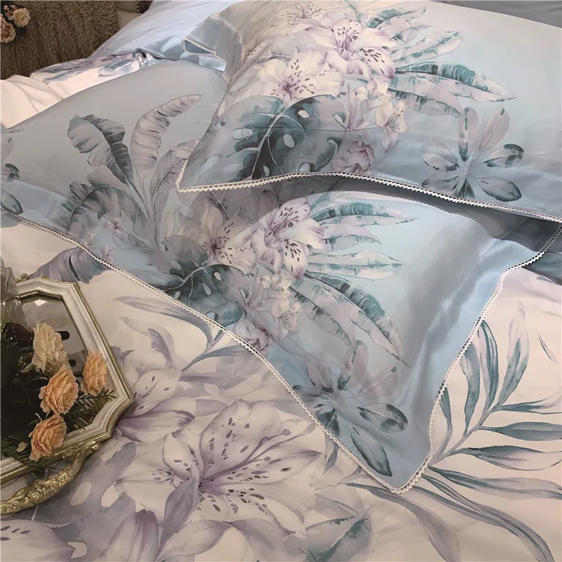 Летнее Европейское постельное белье наборы королевского размера tencel постельное белье пододеяльник простыня наволочки