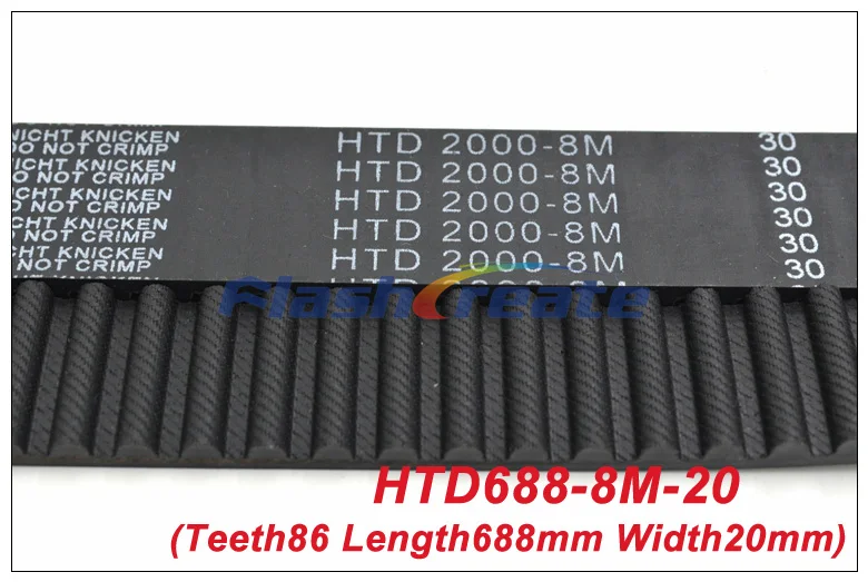 

2pcs HTD8M Belt 688 8M 20 Teeth=86 Length=688mm Width=20mm 8M Timing Belt Rubber Closed-Loop Belt 688-8M S8M Timing Pulley