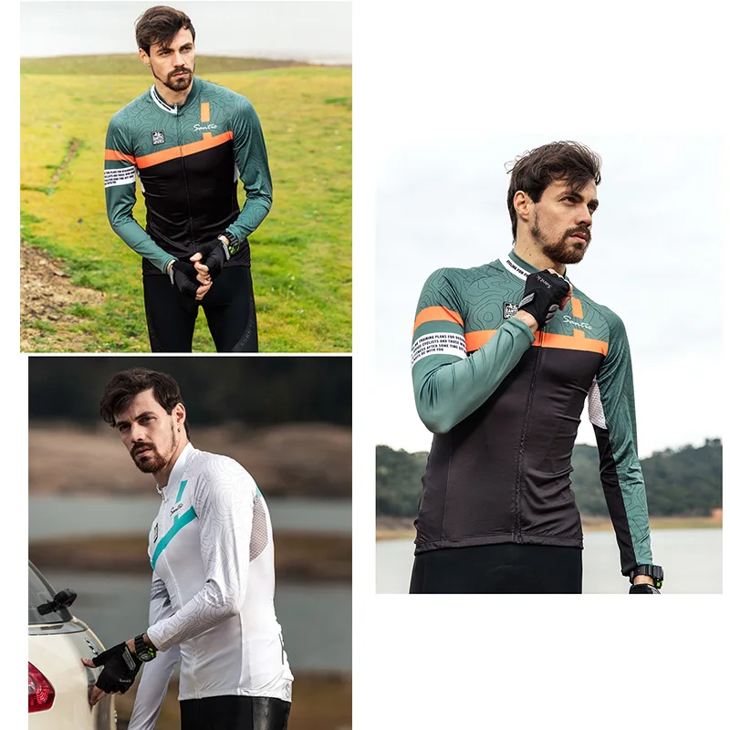 Футболка Santic мужская с длинным рукавом Джерси для велоспорта команды на весну и