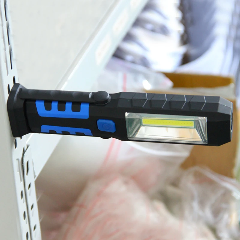 USB Перезаряжаемый 3 Вт COB светодиодный рабочий свет лампа Магнитная вспышка светильник фонарь с крючком