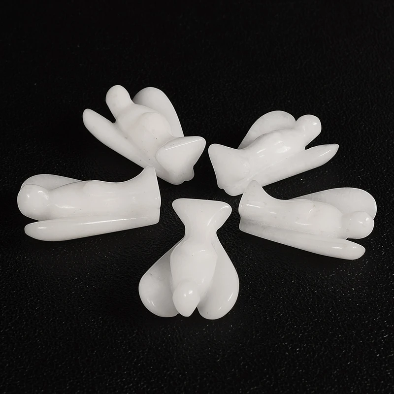 

Gifts Gemstone Craft 1.5 inch carved Natural White Jade Angel gemstone Angel figurine craft Healing Reiki #DOI For home decor