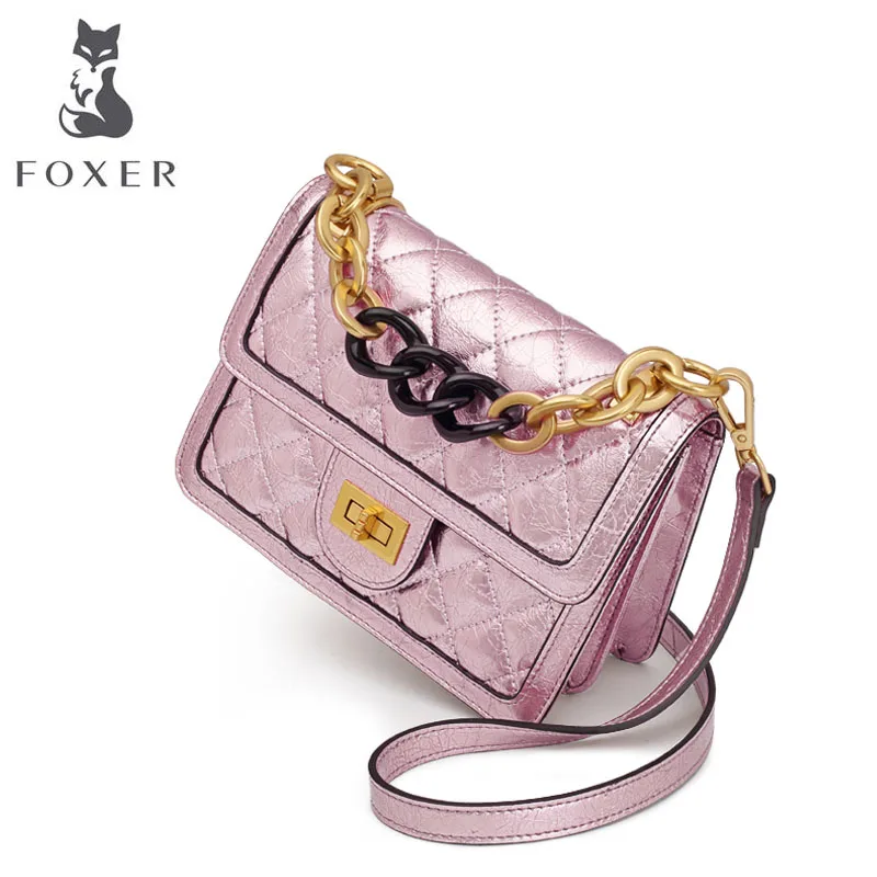 Коровья кожа сумка 2019 новая Корейская версия стильная цепь из ромбов дикая через