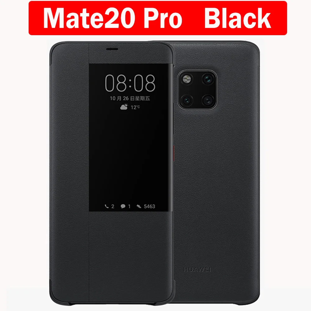 Чехол для huawei mate 20 Pro, чехол для huawei mate 20 X, чехол для mate 20 с откидной крышкой, умный защитный чехол с окошком для просмотра, чехол для huawei mate 20X - Цвет: Mate 20 Pro   Black