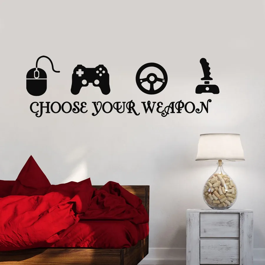 

2018 Real New Home Decoration Accessories Gamer Vinyl Wall Stickers Video Game Play Room Joystick E Sports Decals Decor # M263