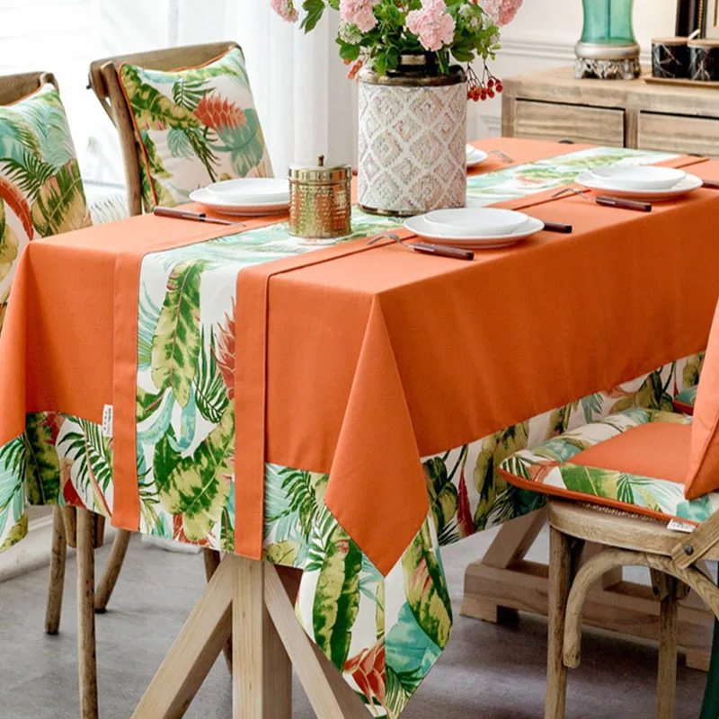 North European Luxury Table Cloth Solid Cotton Linen Fabric With Floral Home Decor Dining Cover Desk Single | Дом и сад