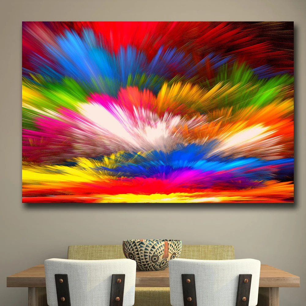

Wxkoil Wall Art Rainbow Colorful Colors Splash II Wall Picture For Living Room Home Decor Oil Painting On Canvas Wall Painting