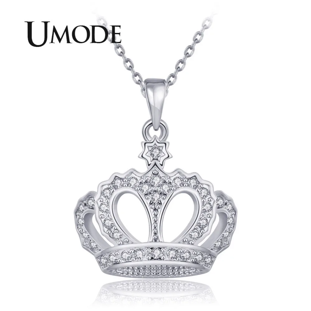 

UMODE Fashion Crown Women Necklaces Pendants Femme Jewelry Cloth Accessories Clear Cubic Zircon Gift for Womens UN0308C