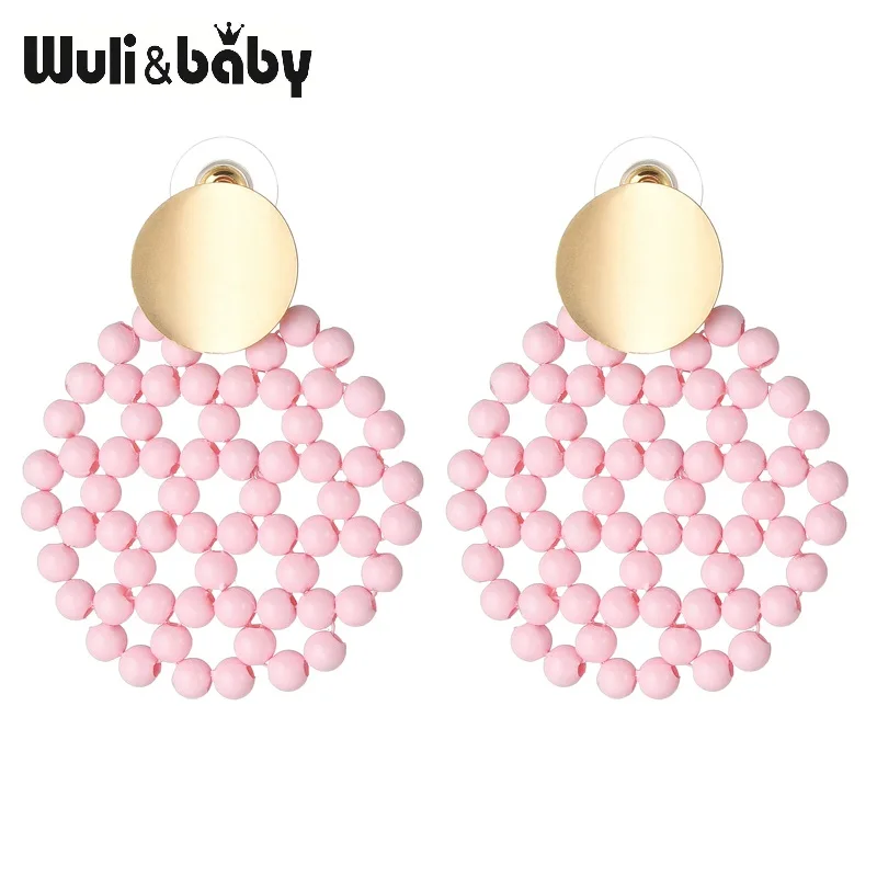 Wuli & baby висячие серьги в богемном стиле женские круглые с бусинами оранжевого и