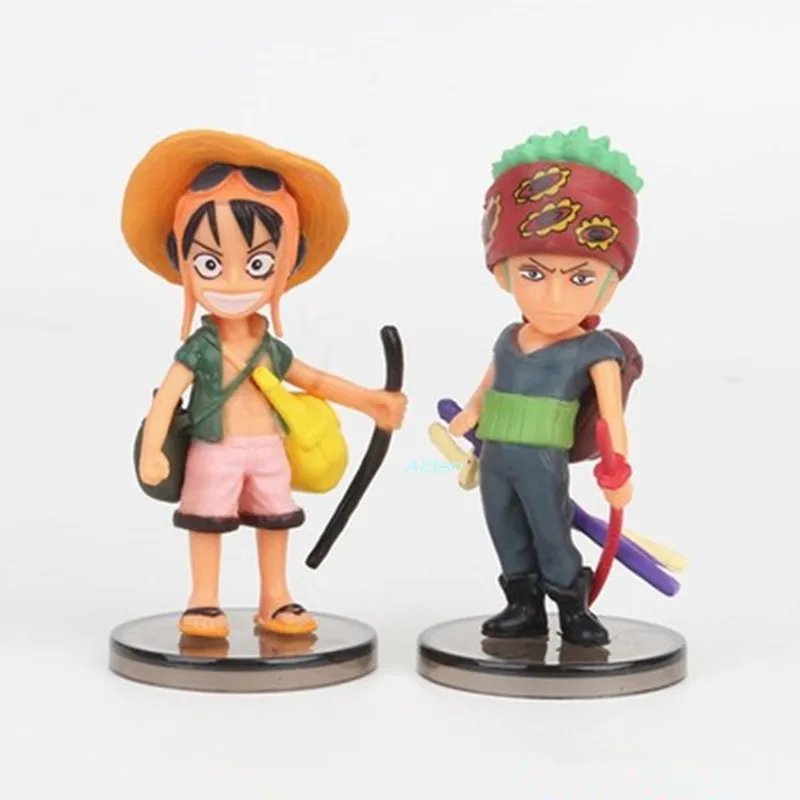 ONE PIECE Q Version 6Pcs/set Monkey D. Luffy Franky Roronoa Zoro Brook Tony Chopper PVC Action Figure Toy OPP Gift 8CM Z770 | Игрушки и