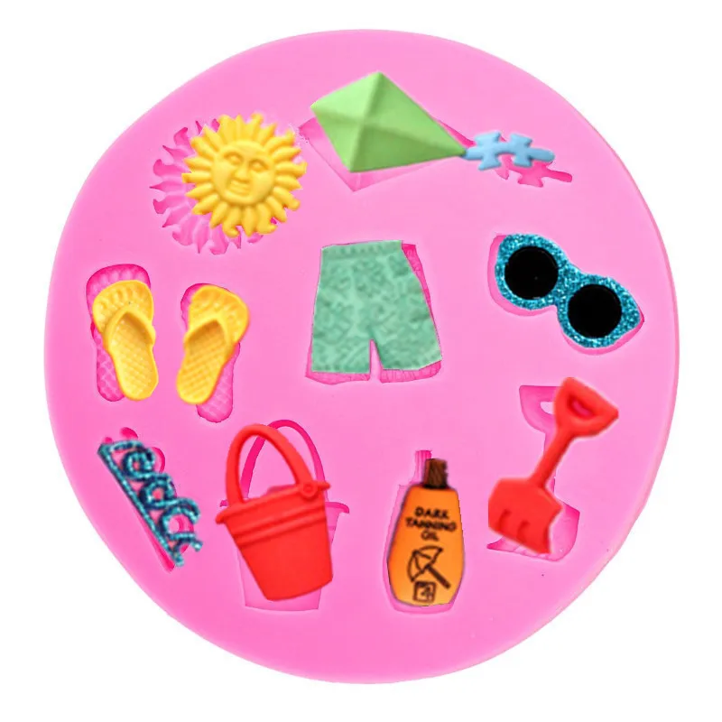 Солнечные пляжные тапочки штаны сахар торт силиконовая форма женская форма|dessert