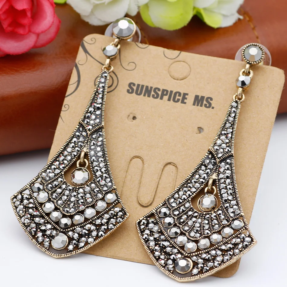 Серьги под старину золото длинные серьги с кристаллами|earrings antique gold|earrings antiquejewelry