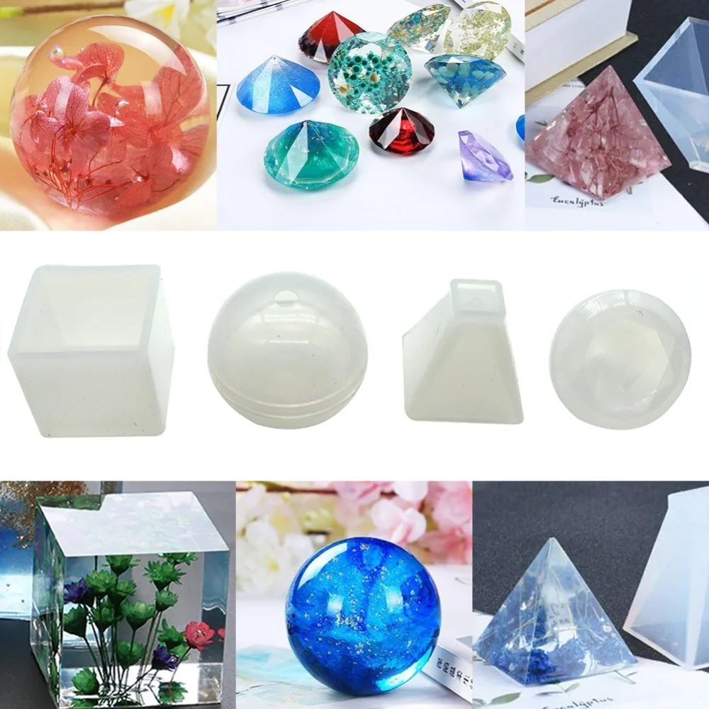 4 шт./компл. полимерный Литой Силиконовые Формы Эпоксидной смолы формы для