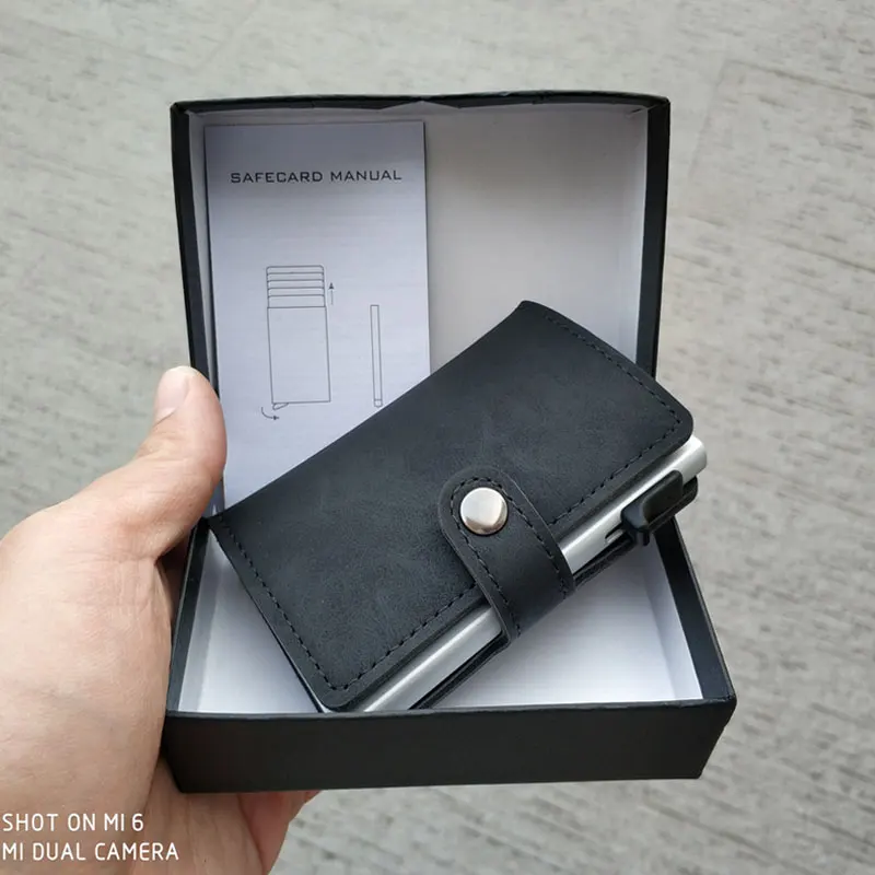 Новинка, RFID Блокировка, Ретро стиль, кредитный держатель для карт, для мужчин, алюминиевый, бизнес, ID, кожаный чехол для карт, мужской металлический держатель для карт, тонкий кошелек