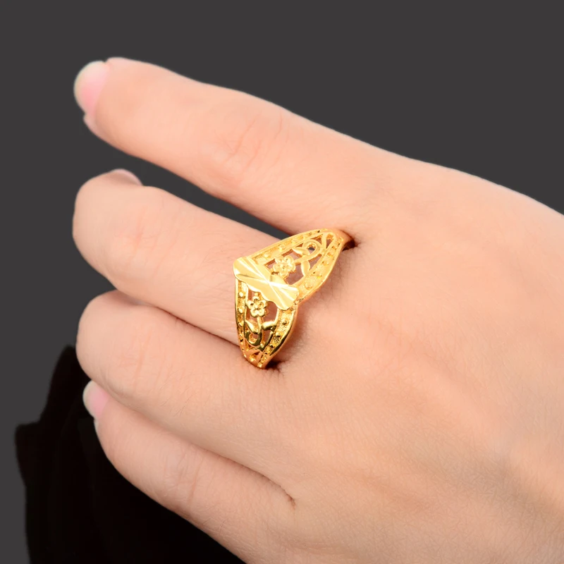 Кольцо на палец для мужчин модное чистое золото Размер 6 7 8 9 | Украшения и