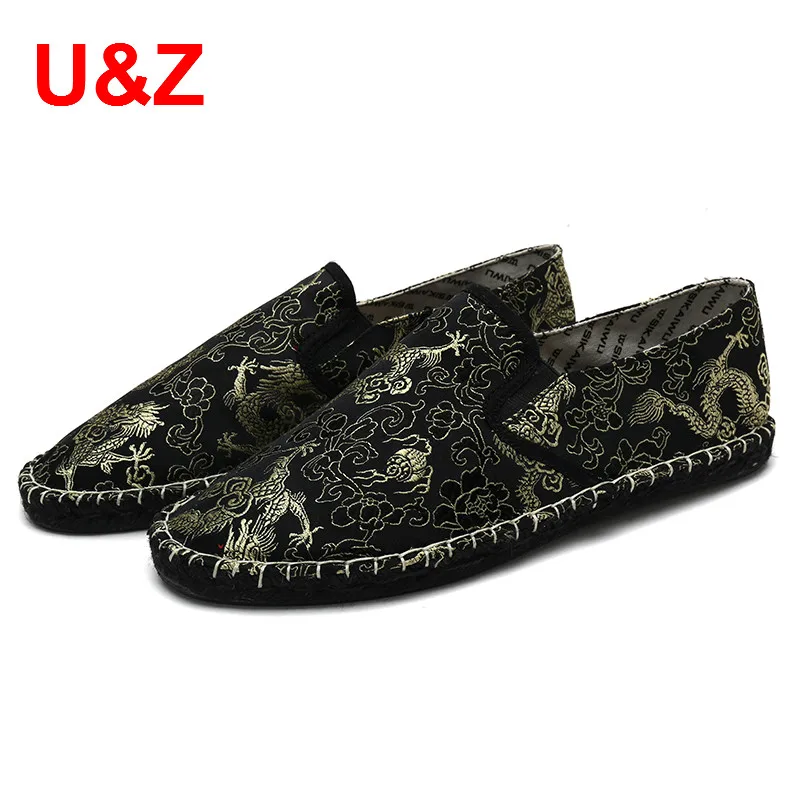 Plus big size Casual Shoes Fashion men sneakers Spring Autumn durable driving shoes US10.5 Chinese style satin Espadrilles |
