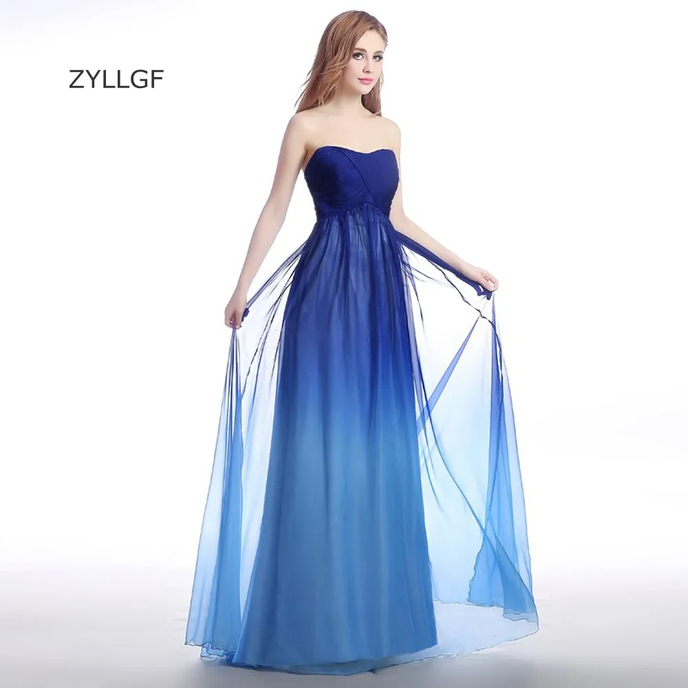 ZYLLGF Vestidos De Fiestas Elegante Noche Largo A Line без бретелек Abiti Da Sera Lunghi 2017 градиентное вечернее