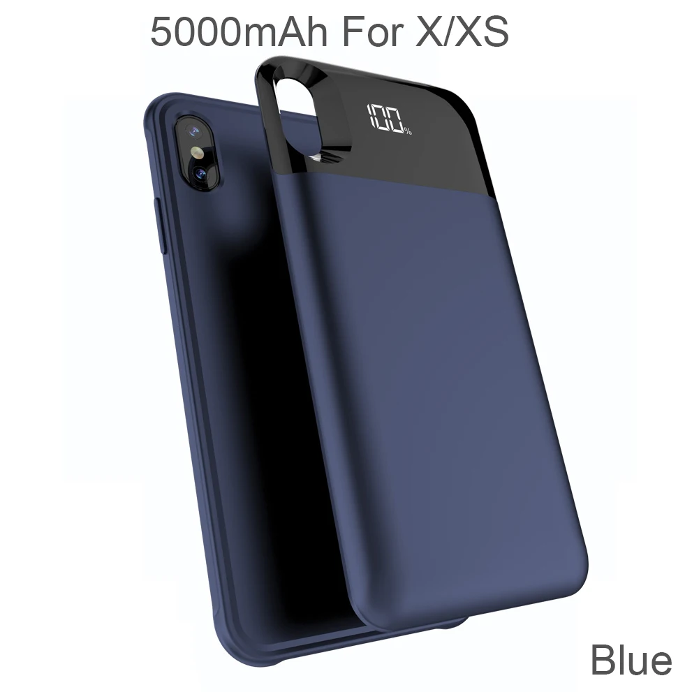5000mAh For X XS XGODY 5500 мАч смарт-Аккумулятор Чехол для iPhone X XS XR XS MAX тонкий внешний зарядный чехол для запасная аккумуляторная батарея для iphone резервного копирования Чехол экран - Цвет: 5000mAh For X XS