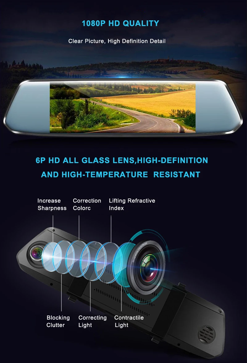 CHARONPLU DVR Dash camera Dual Dash Cam Car Dash camera Mirror Dash Cam 4 k/gps/Con Vision Nocturna камера заднего вида Full HD 1080P