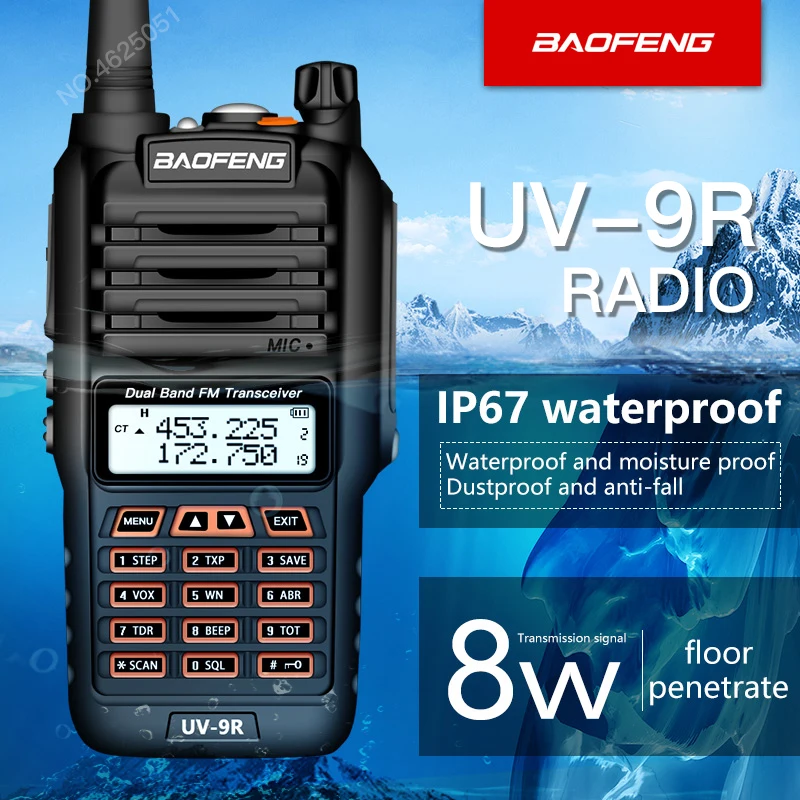 Baofeng водонепроницаемый UV-9R рация 8 Вт UHF/VHF диапазон 5 км cb радио Двухдиапазонный