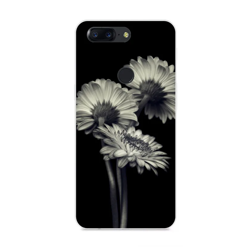 OnePlus 5t Case Silicon Flower Painted Painting Soft TPU Back Cover for One Plus Protect Phone cases shell |