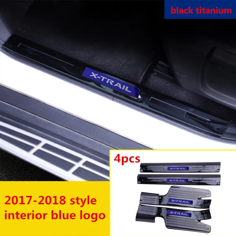 blue logo Для Nissan X-trail X trail T32- Добро пожаловать педаль refires порога полосы части порога Царапины защита автомобиля аксессуары - Цвет: blue logo