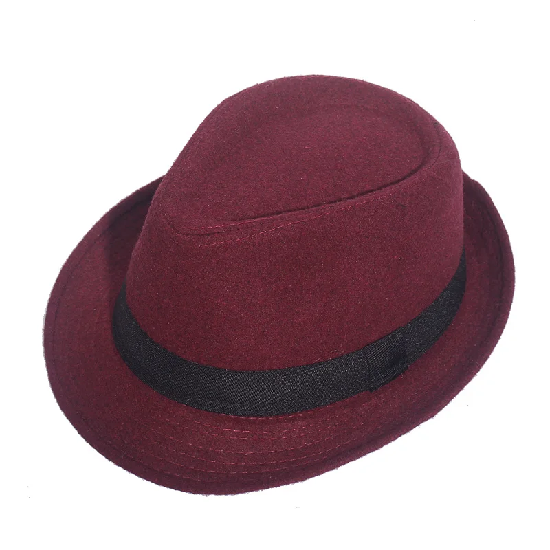 Классические однотонные Мужские фетровые шляпы для папы, для джентльмена, из искусственной шерсти, джазовая церковная Кепка, женские фетровые шляпы на осень и зиму с широкими полями, фетровая шляпа - Цвет: F