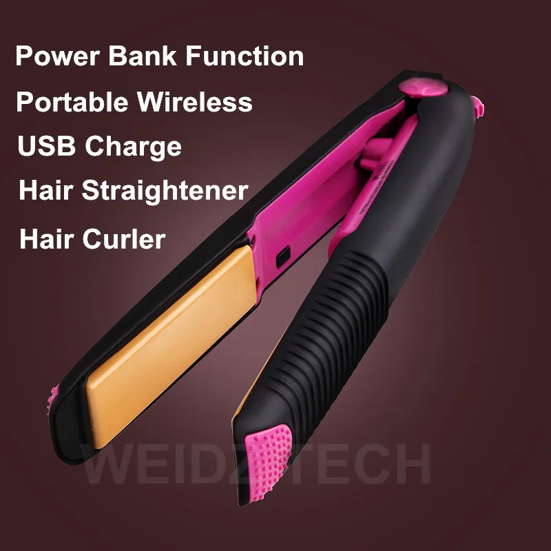 Мини внешний аккумулятор портативный беспроводной выпрямитель для волос