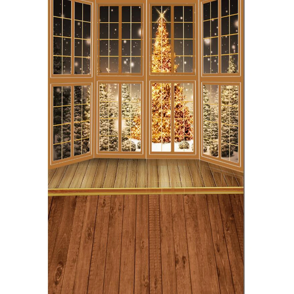 Фон с деревянным полом для фотосъемки изображением окна балконов и