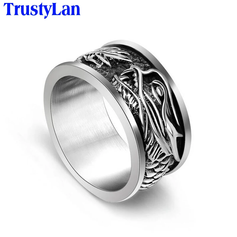 Мужское кольцо с драконом TrustyLan модное Брендовое дизайнерское шириной 10 мм