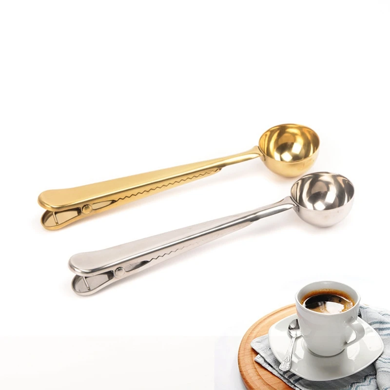 Coffee Scoop with Clip Stainless Steel Sealing Tea Bags Measuring Spoon Accessories for Cafe New Z1108 | Дом и сад