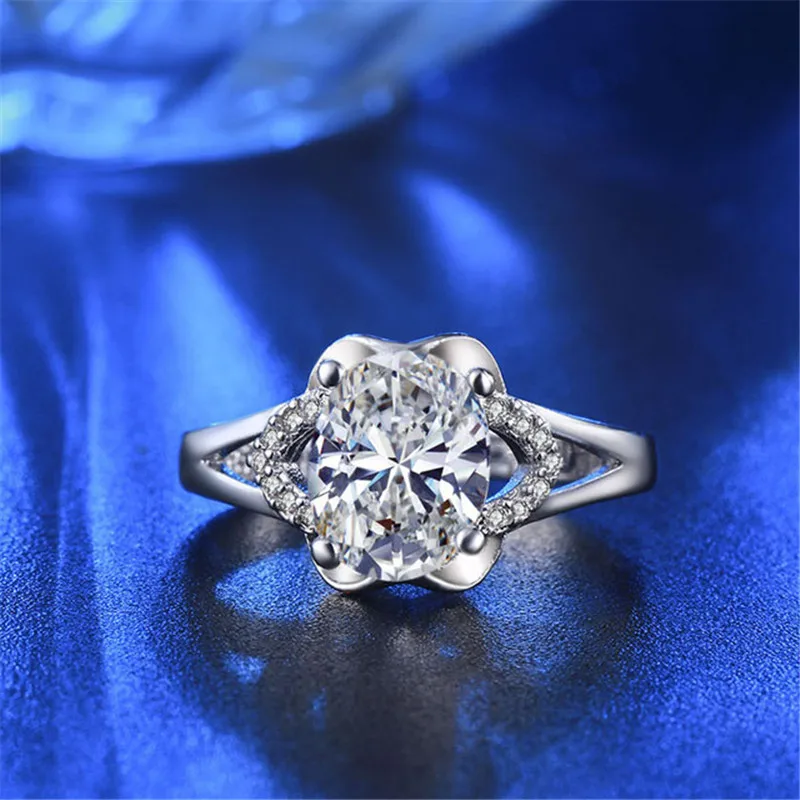 Винтаж Белый Позолоченный Кольца для Женщин Посеребренная Star-shaped Свадьбу