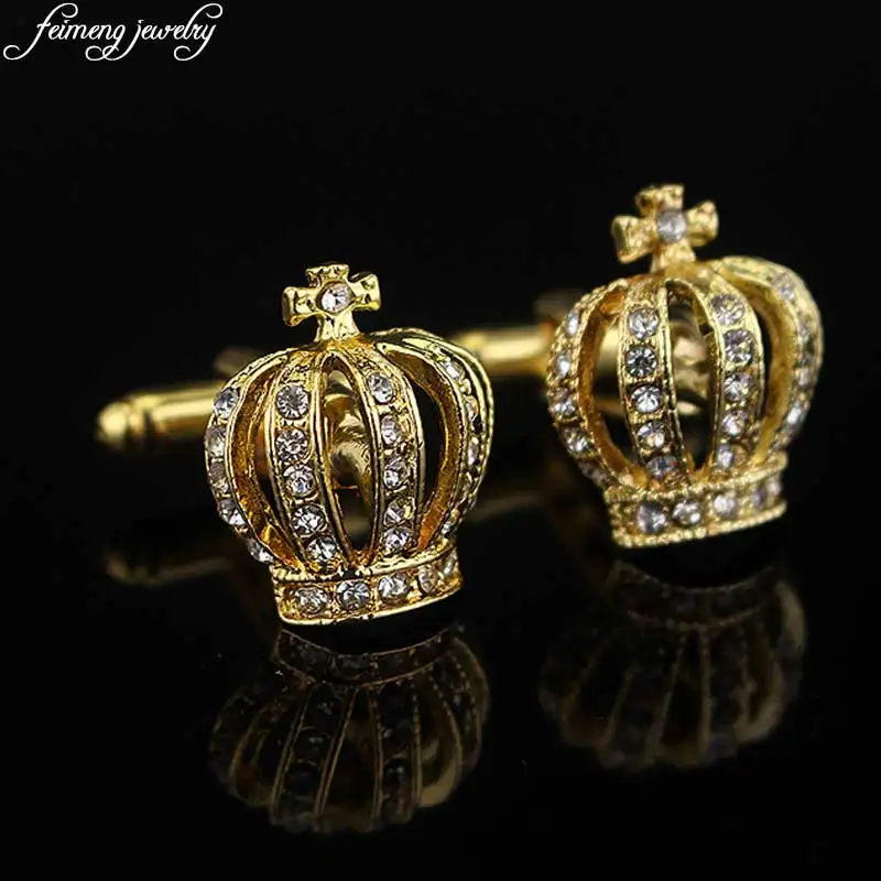 Новые классические запонки в виде короны Очаровательная Золотая Корона