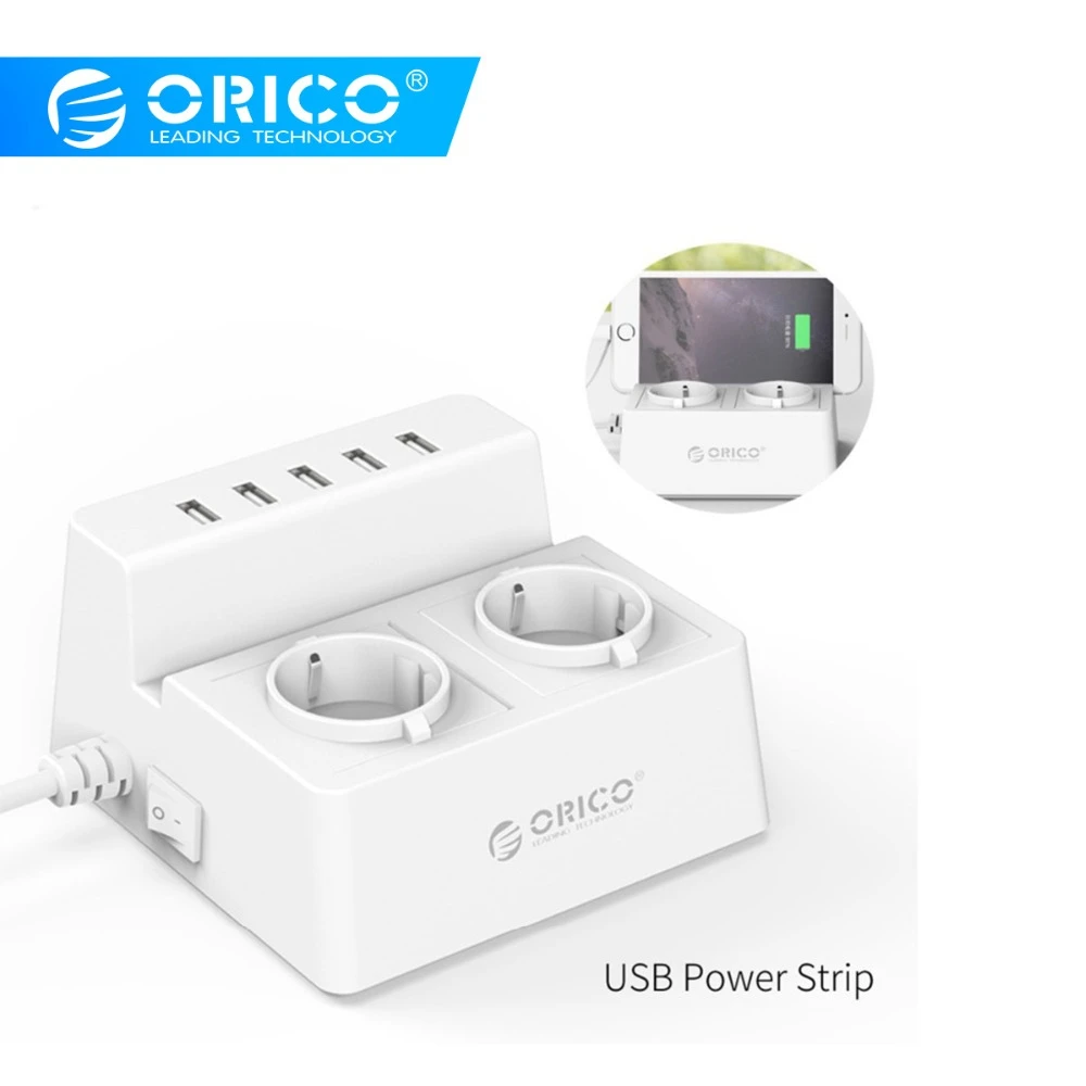 ORICO ODC офисный дом 2 AC EU силовая полоса с 5 портами USB зарядное устройство