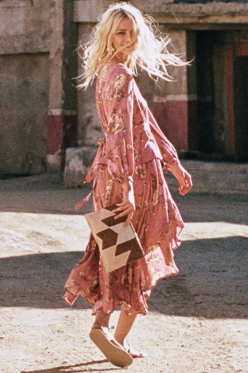 BOHOFREE эластичная резинка на талии Цветочный Макси Saia Gypsy Boho шикарный стиль Rosa юбка