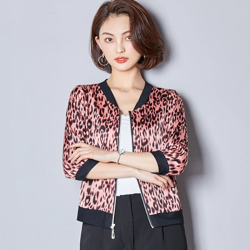 2019 новая весенне осенняя свободная модная леопардовая Повседневная укороченная