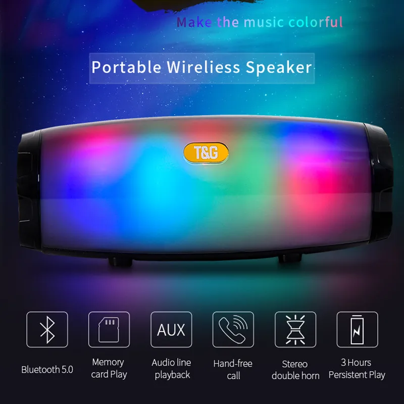 СВЕТОДИОДНЫЙ Портативный беспроводной Bluetooth динамик стерео колонки 5 0