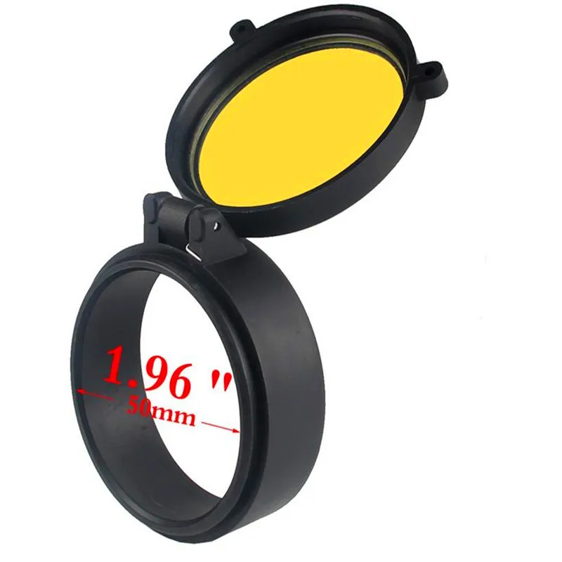 50mm 30-69 мм прозрачный желтый RifleScope крышка объектива Флип вверх быстрая пружинная защитная крышка объектива для охоты страйкбола - Цвет: 50mm
