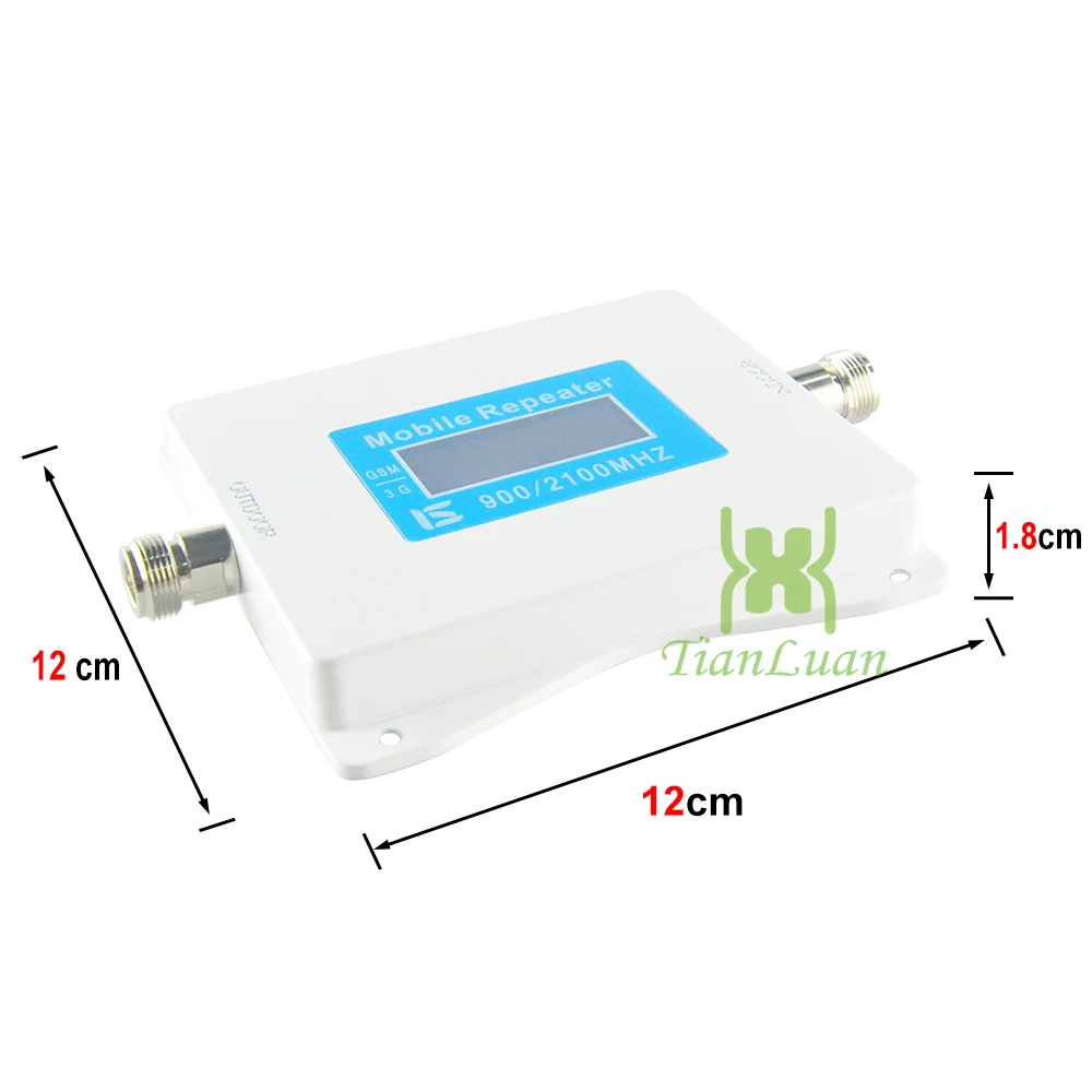 

TianLuan mini Cell Phone Signal Repeater GSM 900MHz W-CDMA 2100MHz 2G 3G Booster Amplifier with Power Adapter Band 1, 8