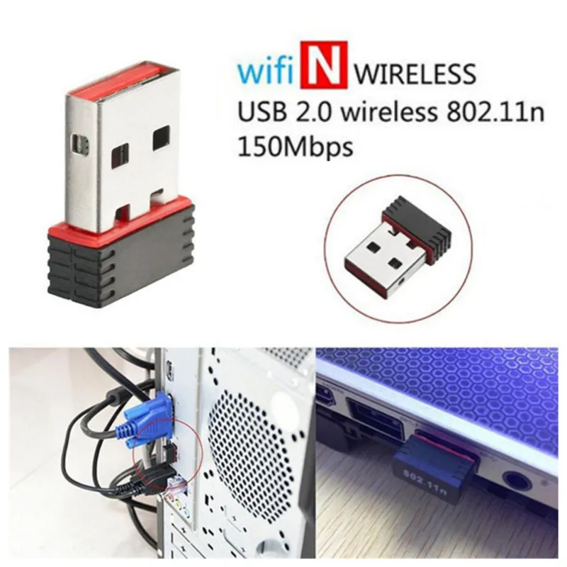 Мини USB 2 0 802.11n 150 Мбит/с Wifi сетевой адаптер для Windows Linux ПК поддерживает 64/128 бит WEP WPA
