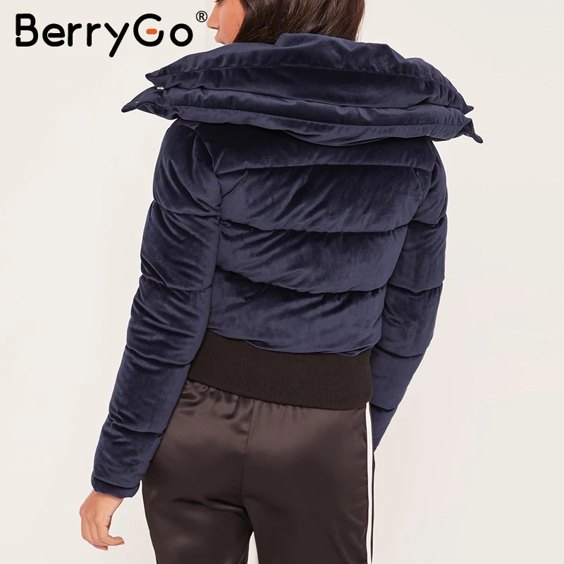 BerryGo Вельветовая хлопковая стеганая простая куртка пальто женские теплые парки