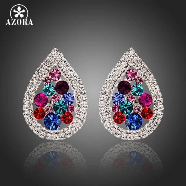 Азора благородный разноцветный слеза Форма с прозрачными серьги цирконием