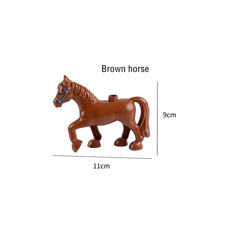 brown horse Животные модели серии Фигурки большие Кирпичи Строительные животные мир совместим с Duploed блоки детские развивающие игрушки Детский подарок - Цвет: brown horse