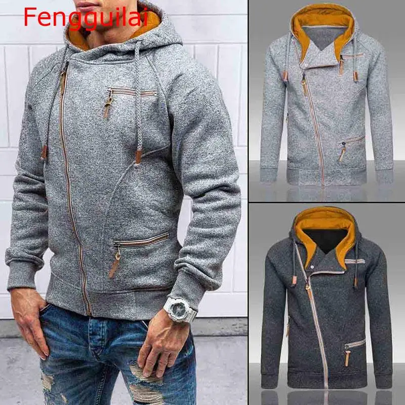 

Fengguilai Fashion Mens Sweater Men Zipper Autumn Knitted Streetwear Mens Sweaters Winter Drawstring Casual Slim Sweaters Hip Ho
