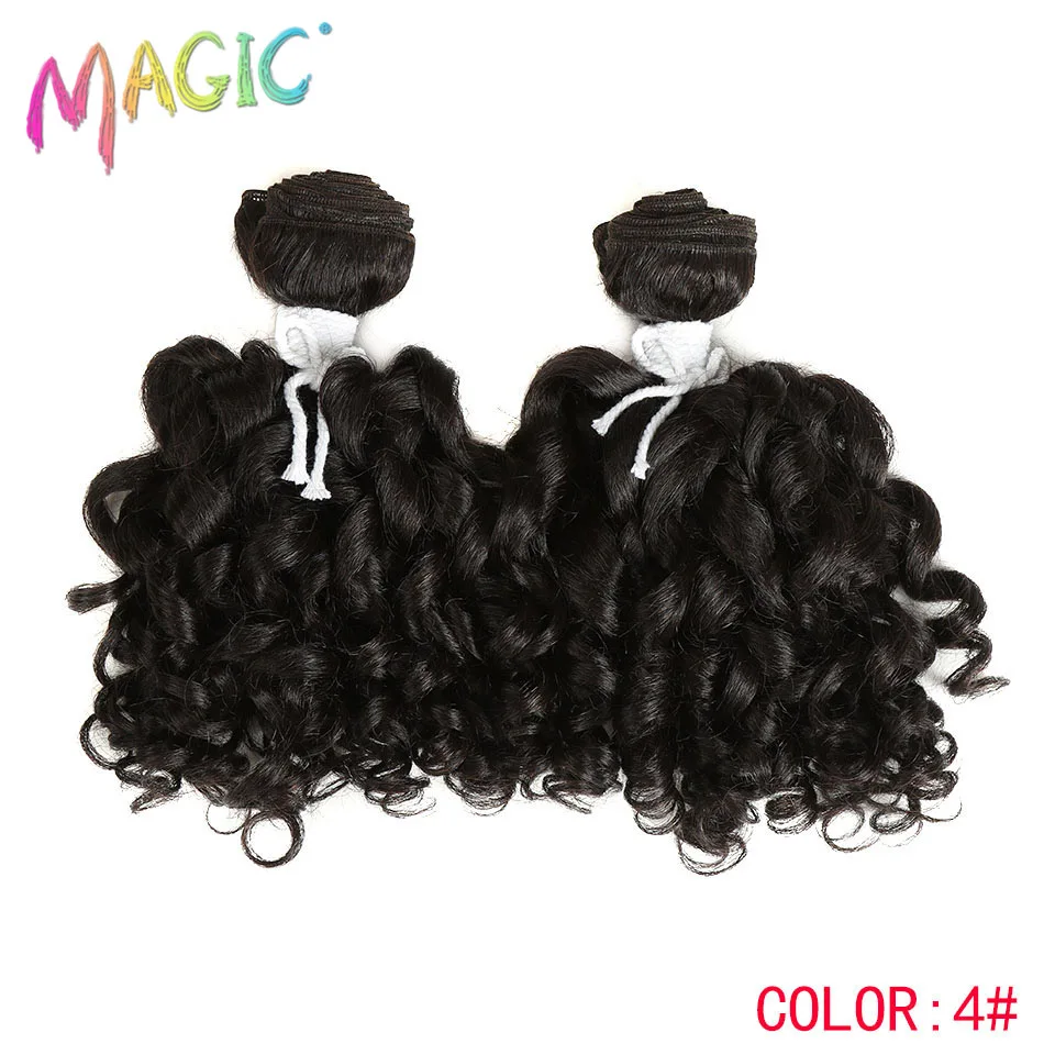 Magic 2"bundles/pack Women Ombre Hair Weaving Kinky Curly Hair Extensions Weft Heat Resistance Synthetic Hair Weave 14"inch