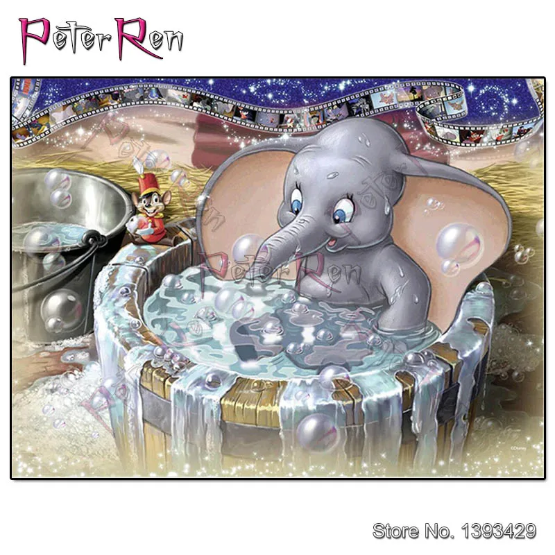 

Peter ren Diamond Painting Cartoon elephant Bathing Full Square\Round Drill Embroidery resin Cross Stitch Home Decor Gift animal